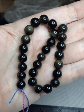 8mm Gold Sheen Obsidian Bead Strand – 8" #7